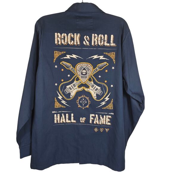 Rock & Roll Hall of Frame Blue Rock Rebel Men's Dress Shirts Small - Picture 5 of 6